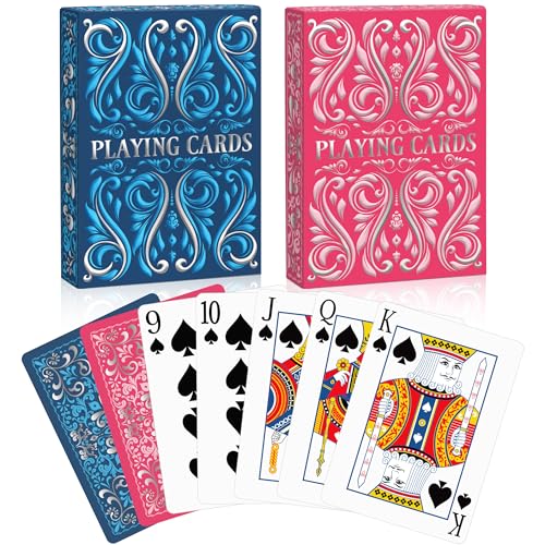 Wkchxd Playing Cards 2 Pack Deck of Cards Standard Playing Cards for Adult Premium Poker Card Set Deck of Playing Card for BlackjackEuchreCanastaFamily Game NightParty Games Navy Blue Pink - Image 1