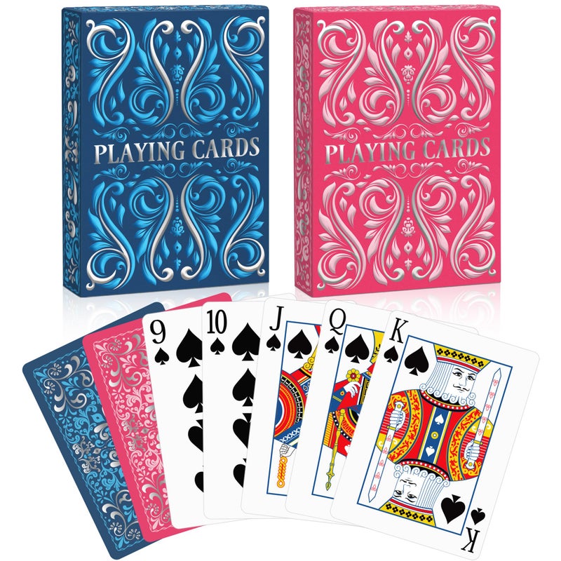 Wkchxd Playing Cards 2 Pack Deck of Cards Standard Playing Cards for Adult Premium Poker Card Set Deck of Playing Card for BlackjackEuchreCanastaFamily Game NightParty Games Navy Blue Pink - Image 3