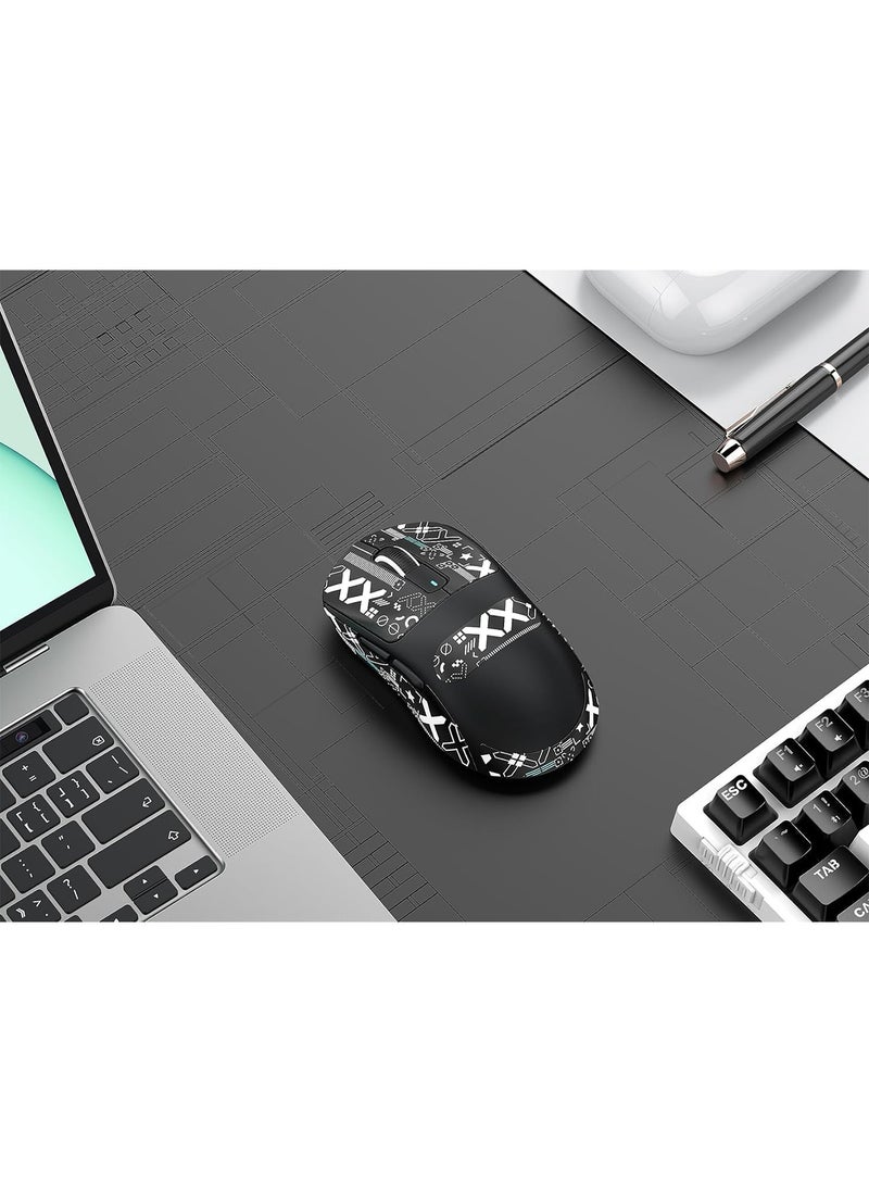 Aookay - [1+1] Upgraded Lightweight Wireless Gaming Mouse, with 1 Set Anti Slip/Anti Sweat Mouse Sticker, 12000 DPI(Max), 3 Custom Connection Modes 2.4G+BT+Wired, Super Sensitive Infrared Sensor Gaming Mouse (Black) - Image 1