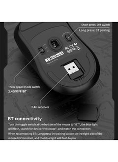 Aookay [1+1] Upgraded Lightweight Wireless Gaming Mouse, with 1 Set Anti Slip/Anti Sweat Mouse Sticker, 12000 DPI(Max), 3 Custom Connection Modes 2.4G+BT+Wired, Super Sensitive Infrared Sensor Gaming Mouse (Black)  - Image 3