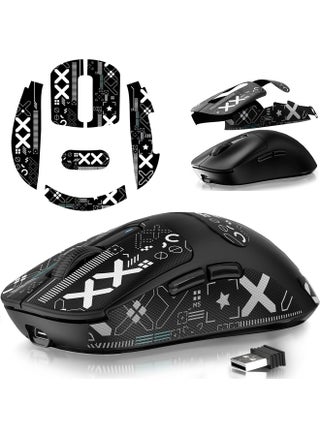 [1+1] Upgraded Lightweight Wireless Gaming Mouse, with 1 Set Anti Slip/Anti Sweat Mouse Sticker, 12000 DPI(Max), 3 Custom Connection Modes 2.4G+BT+Wired, Super Sensitive Infrared Sensor Gaming Mouse (Black) - pzsku/ZE47B8EFB01602D81A7C0Z/45/1746231752/af2a2597-0cec-4cda-9bcf-88a5f6574145