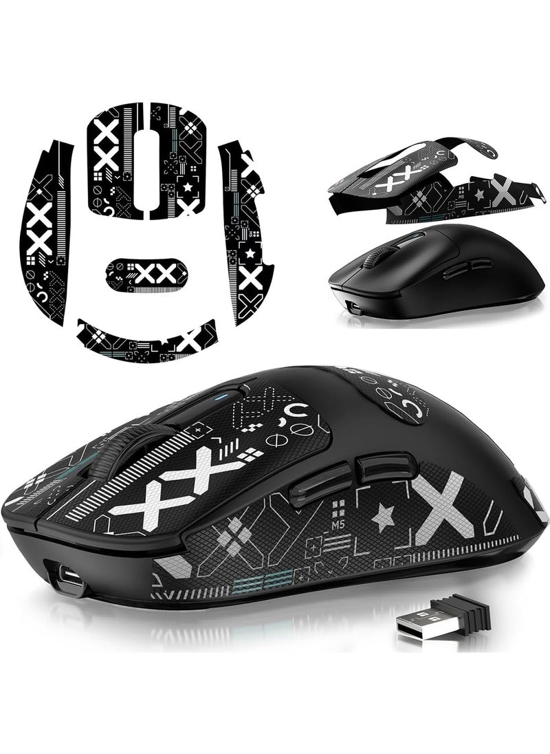 Aookay - [1+1] Upgraded Lightweight Wireless Gaming Mouse, with 1 Set Anti Slip/Anti Sweat Mouse Sticker, 12000 DPI(Max), 3 Custom Connection Modes 2.4G+BT+Wired, Super Sensitive Infrared Sensor Gaming Mouse (Black) - Image 1