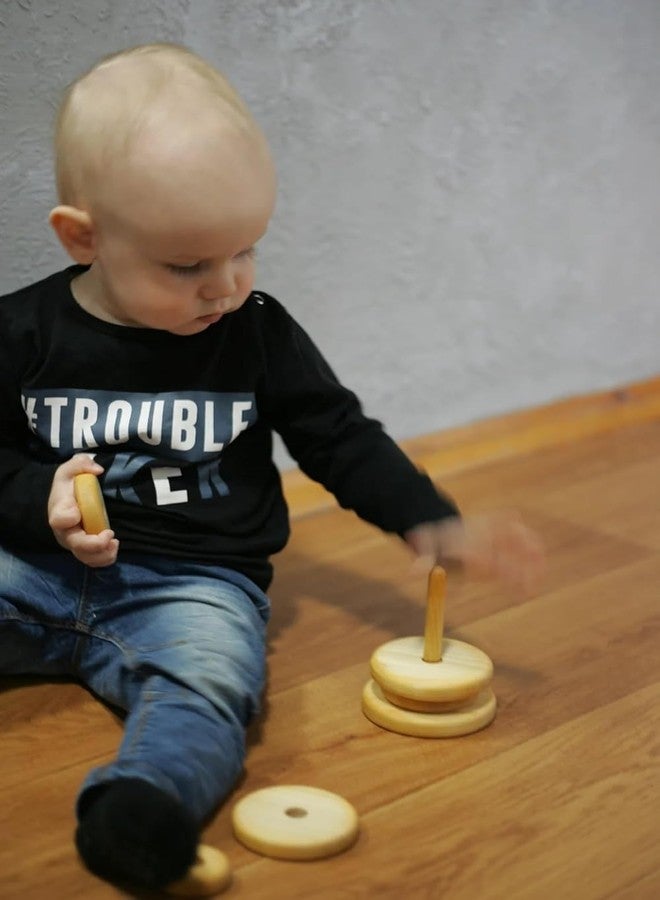 Keebori Wooden Stacking Rings Toy for Babies & Toddlers – Montessori Ring Stacker Educational Learning Tower, Natural Wooden Baby Toy for Fine Motor Skills, Hand Eye Coordination - Image 5