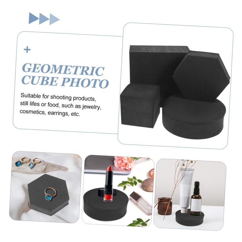4Pcs Geometric Cube Photography Props Compact Foam Black Background For Jewelry Cosmetics Makeup Lightweight Portable Decor Photo Studio - Image 4