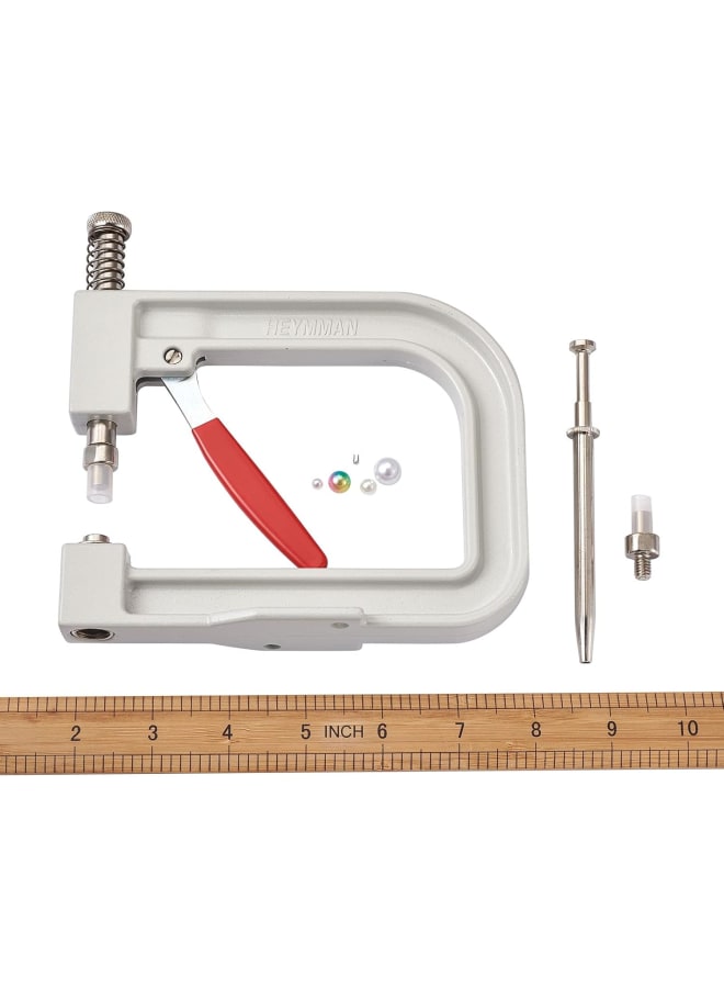 Pearl Setting Rivet Fixing Machine Tool Kit 590pcs 5 Size Acrylic Round Pearl Beads Tweezers DIY Manual Pearl Rivet Button Making Tools for Clothes Shoes Hats  - Image 2