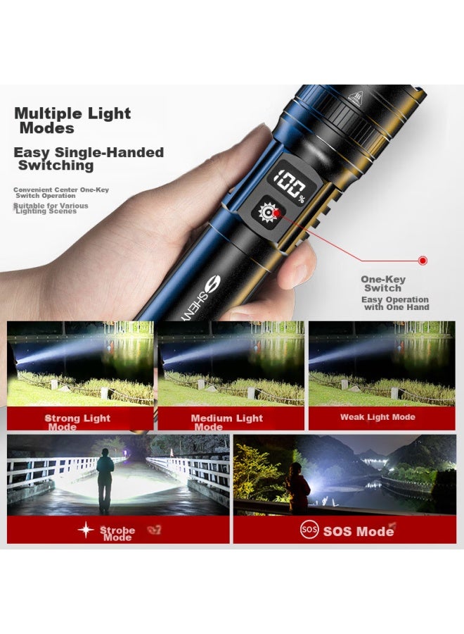 Shenyu Flashlight, High Brightness, Zoomable, Rechargeable, Long-lasting Battery, Outdoor Survival, Long-range, Military-grade, Ultra-bright, Home Emergency Light, Specialized - Image 3