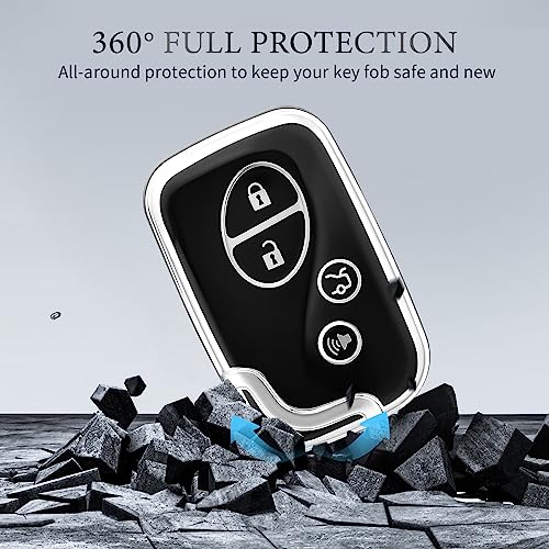 OFFCURVE غطاء مفتاح OFFCURVE لسيارات لكزس، حافظة خاصة لموديلات ES350 GS300 GS430 GS450h GS460 IS F IS250 IS350 LS460 LX570 RX350، ملحقات سيارات، واقي ذكي عن بُعد، فضي وأسود - Image 5