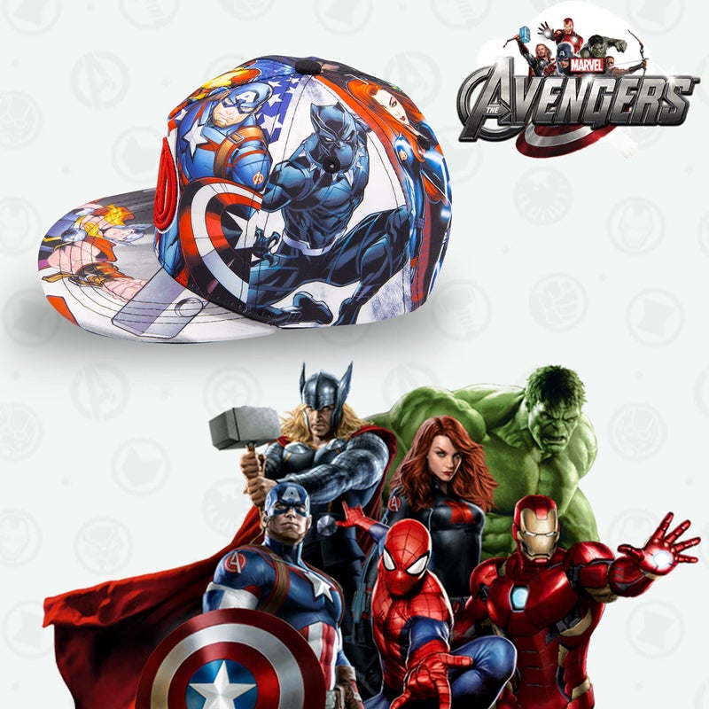 Marvel Avengers, Captain America, Hulk, Ironman Flat Brim Baseball Cap Hat, Boys Ages 5-15 Blue - Image 2