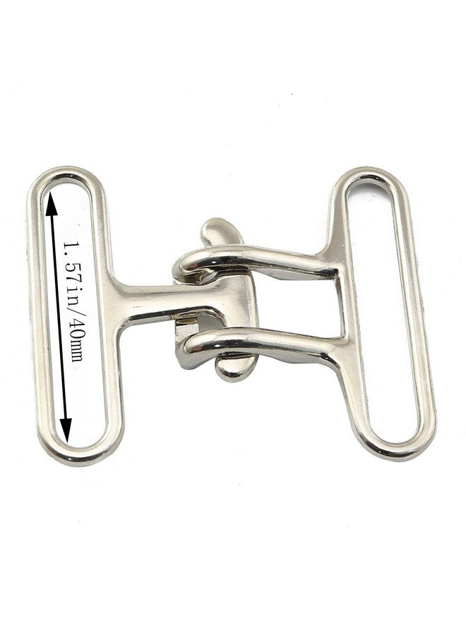 JCBIZ JCBIZ 2PCS Silver 4.0cm Belt Buckle Interlocking Metal Buckle Interlocking Buckle Clasp Belt Accessories for DIY Waist Belt Hand Sewing Dress Belt Making  - Image 4
