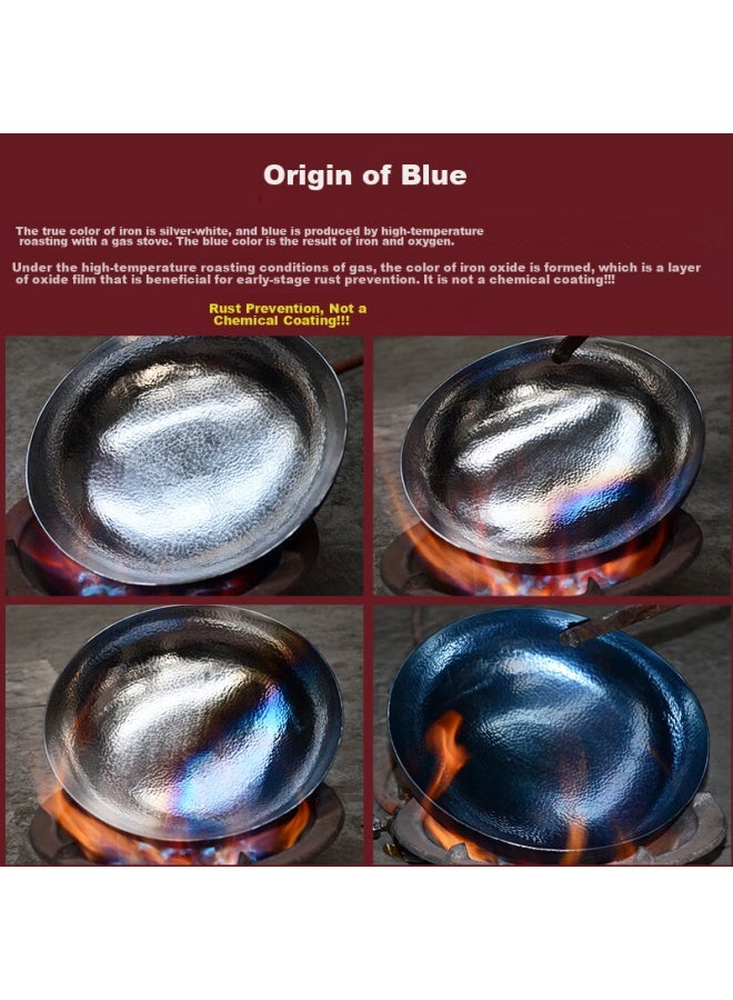 Gold Deposit Jin Cun Zhangqiu Wok Iron Pan Stir-fry Pan For Home Use, Non-coated Traditional Cast Iron Pan, Hammer-forged Iron Handle, 34cm, Pre-seasoned - Image 3