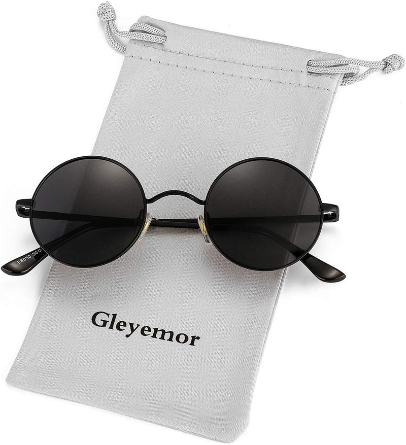 نظارات GLEYEMOR John Lennon المستقطبة الصغيرة المستديرة للرجال والنساء، نظارات هيبي دائرية باللونين الأحمر والأصفر - Image 1