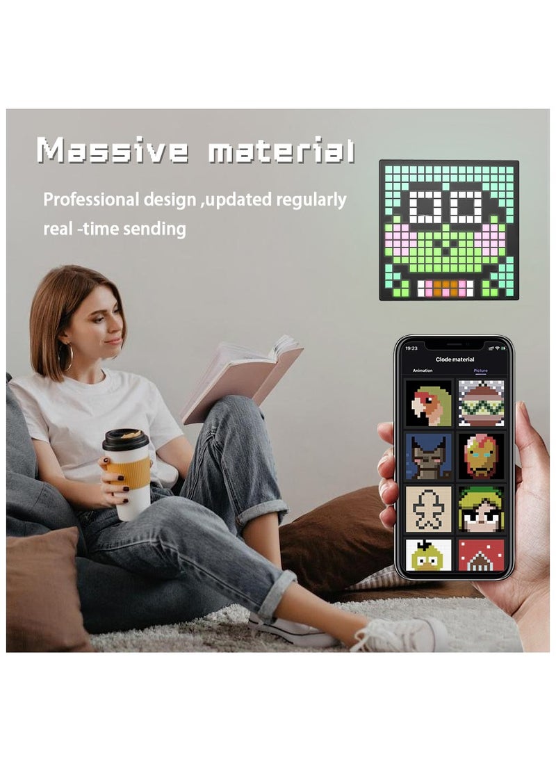 Generic - LED Pixel Display, Programmable 16x16 Pixel Art LED Screen with APP Control for Kids Boys Girls, Creative Animations, Fun Text and Digital Clock, Gaming Accessories for Desk, Wall Room Decor - Image 1
