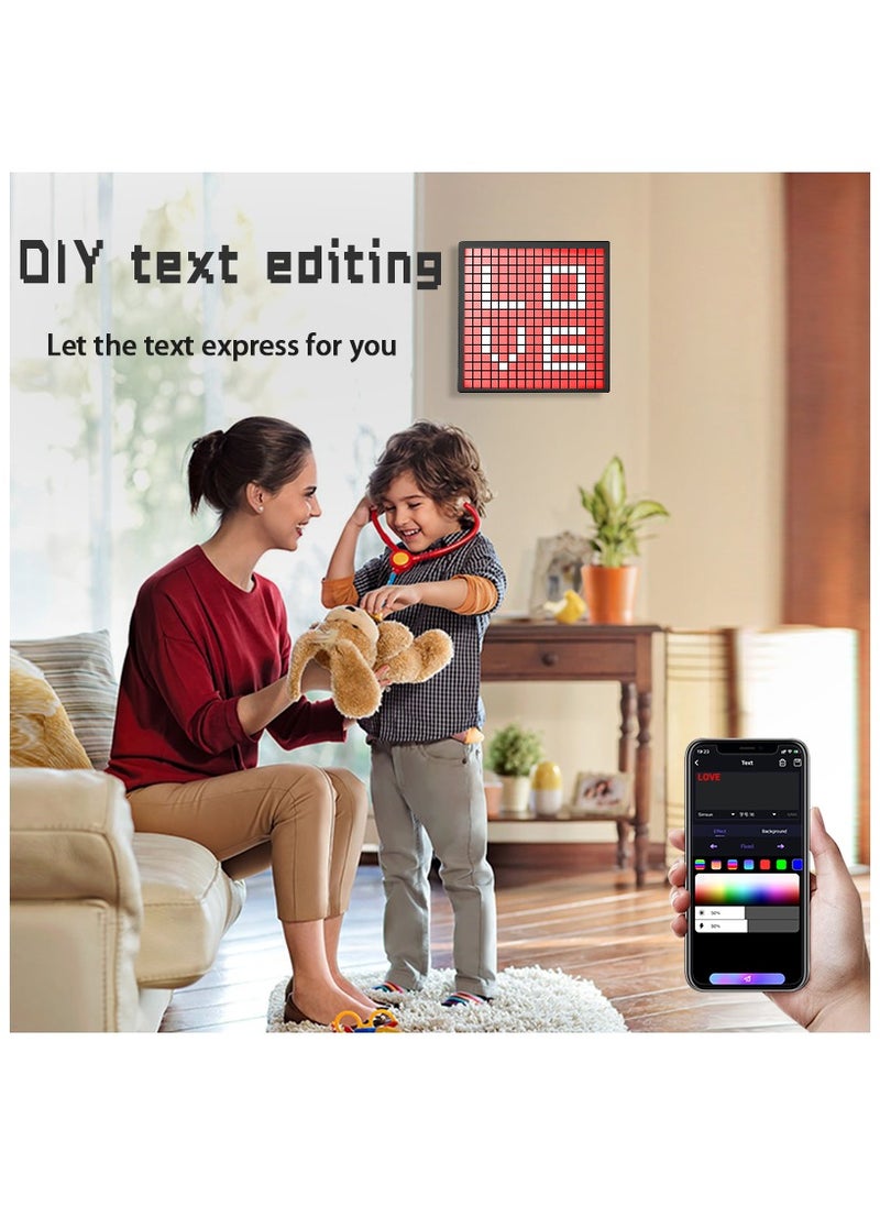 Generic - LED Pixel Display, Programmable 16x16 Pixel Art LED Screen with APP Control for Kids Boys Girls, Creative Animations, Fun Text and Digital Clock, Gaming Accessories for Desk, Wall Room Decor - Image 1