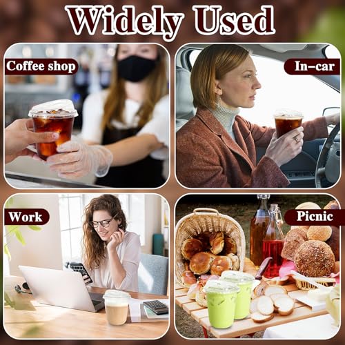 Haawooky 60 Pack Clear Plastic Cups with Strawless Sip Lids,12 oz Disposable PET Crystal Iced Coffee Cups with Lids,Round Bottom To Go Cup for Iced Coffee Juice Smoothie Cold Beverage Coffee Shops and Party - Image 4