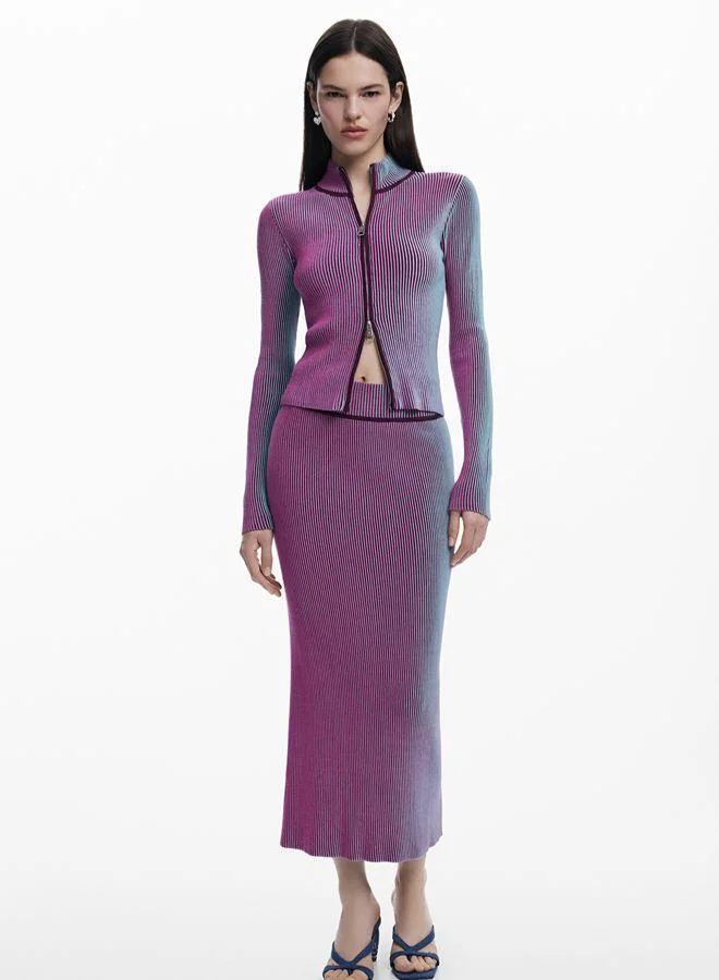 Desigual Purple Iridescent knit zip jacket for Women | Best Price UAE