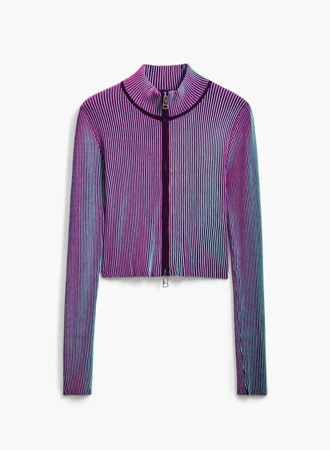 Desigual Purple Iridescent knit zip jacket for Women | Best Price UAE