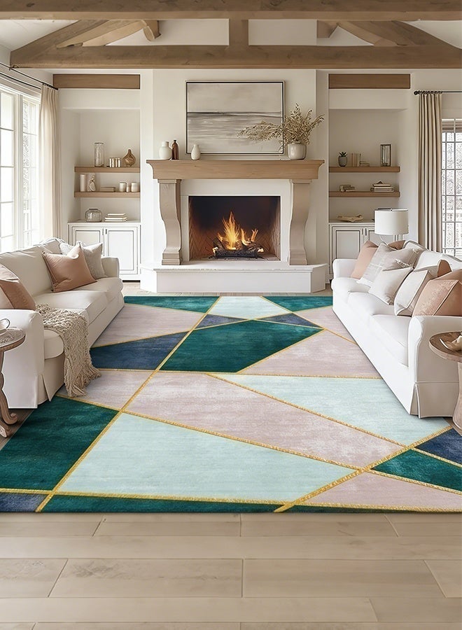 Sharpdo Luxury Modern Geometric Carpet with Gold Lines For Home Bedroom Stylish Living Room Decor Carpet Floor Mat 140*200CM Easy to Maintain - Image 1