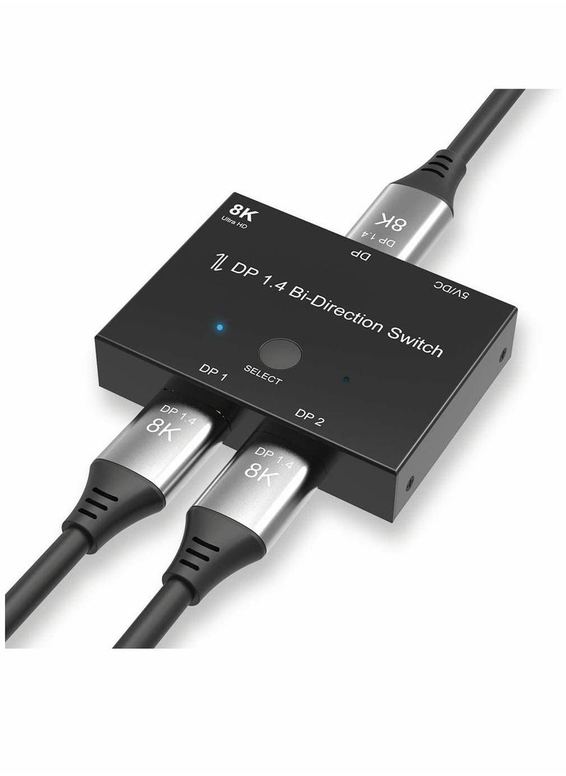 واي آند دي Dp Switcher ، واحد إلى اثنين محول توزيع تحويل ثنائي الاتجاه 1.4 تبديل 8 كيلو في 30 هرتز مقسم 4k @ 120 لمصادر متعددة (8 كيلو)  - Image 1