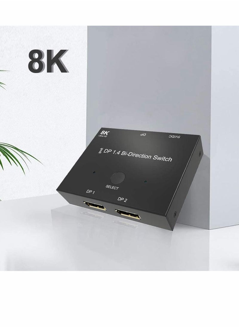 واي آند دي Dp Switcher ، واحد إلى اثنين محول توزيع تحويل ثنائي الاتجاه 1.4 تبديل 8 كيلو في 30 هرتز مقسم 4k @ 120 لمصادر متعددة (8 كيلو)  - Image 3