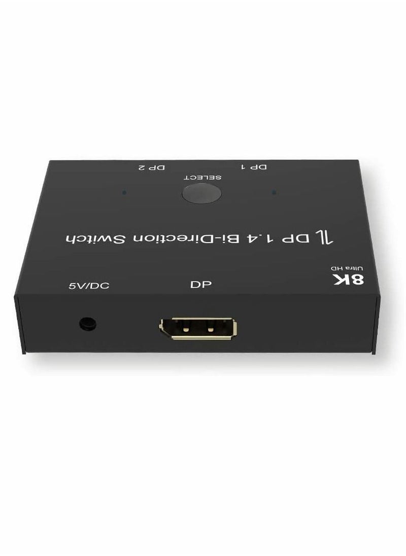 واي آند دي - Dp Switcher ، واحد إلى اثنين محول توزيع تحويل ثنائي الاتجاه 1.4 تبديل 8 كيلو في 30 هرتز مقسم 4k @ 120 لمصادر متعددة (8 كيلو) - Image 1