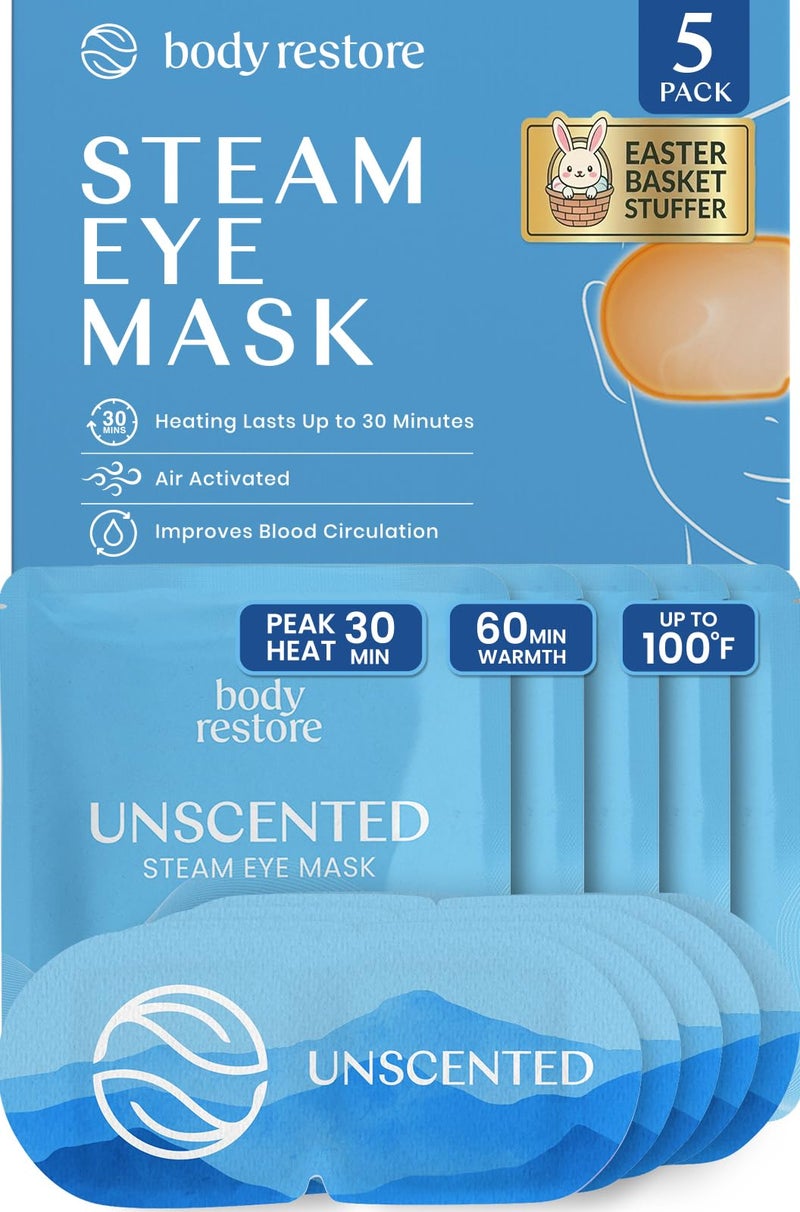 Body Restore Heated Eye Mask 5 Pack â€“ Easter Basket Stuffers, Easter Birthday Gifts for Women & Men, Steam Warm Compress for Dry Eyes, Stye Eye Treatment, Eye Patch â€“ Unscented - Image 1