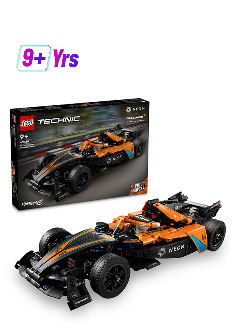 ليغو LEGO Technic NEOM McLaren Formula E Race Car Toy for 9 Plus year Old Boys & Girls, Model Pull-Back Vehicle Building Set, Bedroom Decoration, Birthday & Ramadan Gift for Kids 42169