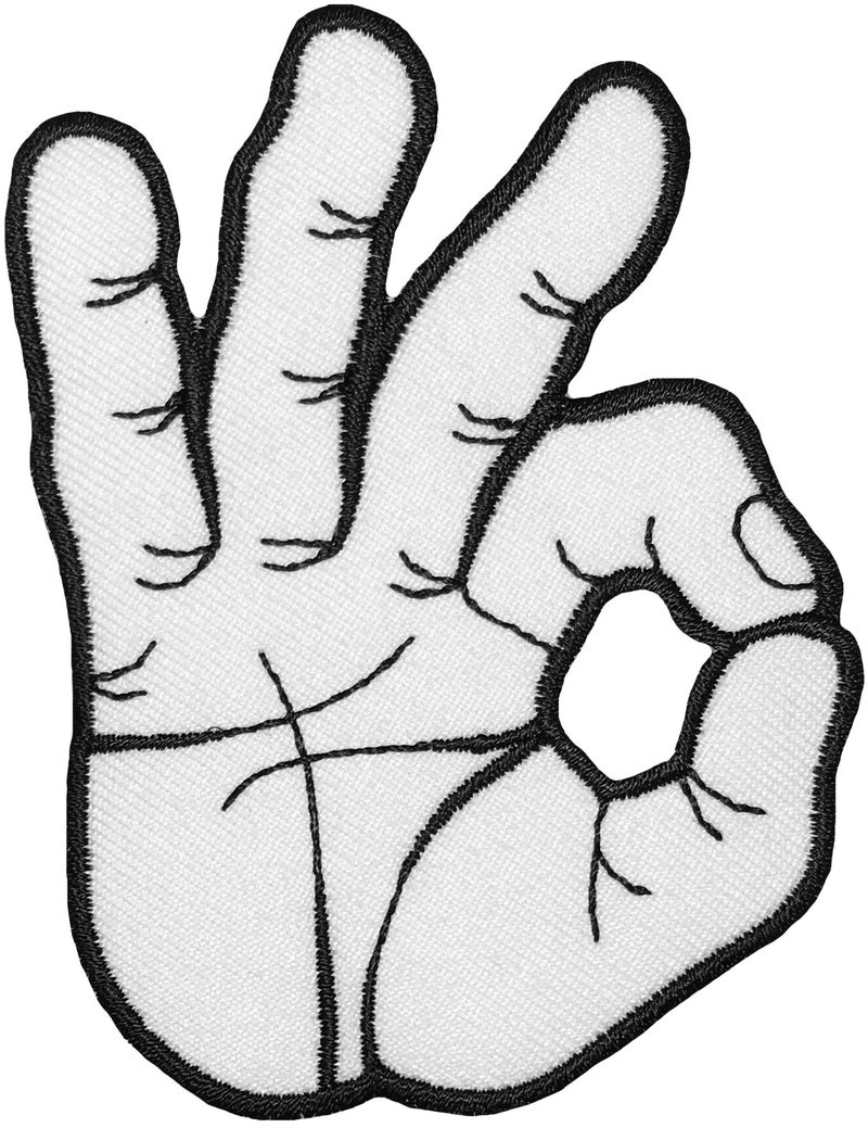 Papapatch OK Okay Hand Sign Signal Logo Symbol Sew Iron on Embroidered Applique Badge Sign Patch - White (Iron-OK-Hand-Sign-WH) - Image 5