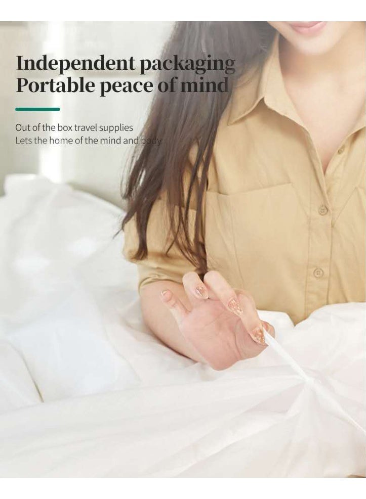 مجموعة ملاءات آمنة للسفر للاستعمال مرة واحدة مكونة من 4 قطع قابلة للتنفس وخفيفة الوزن للاستعمال مرة واحدة، مجموعة مفروشات السفر المثالية تأتي مع غطاء لحاف واحد، وملاءة مسطحة واحدة وكيسي وسادة، مثالية للفنادق والسفر (مقاس كينج) - Image 5