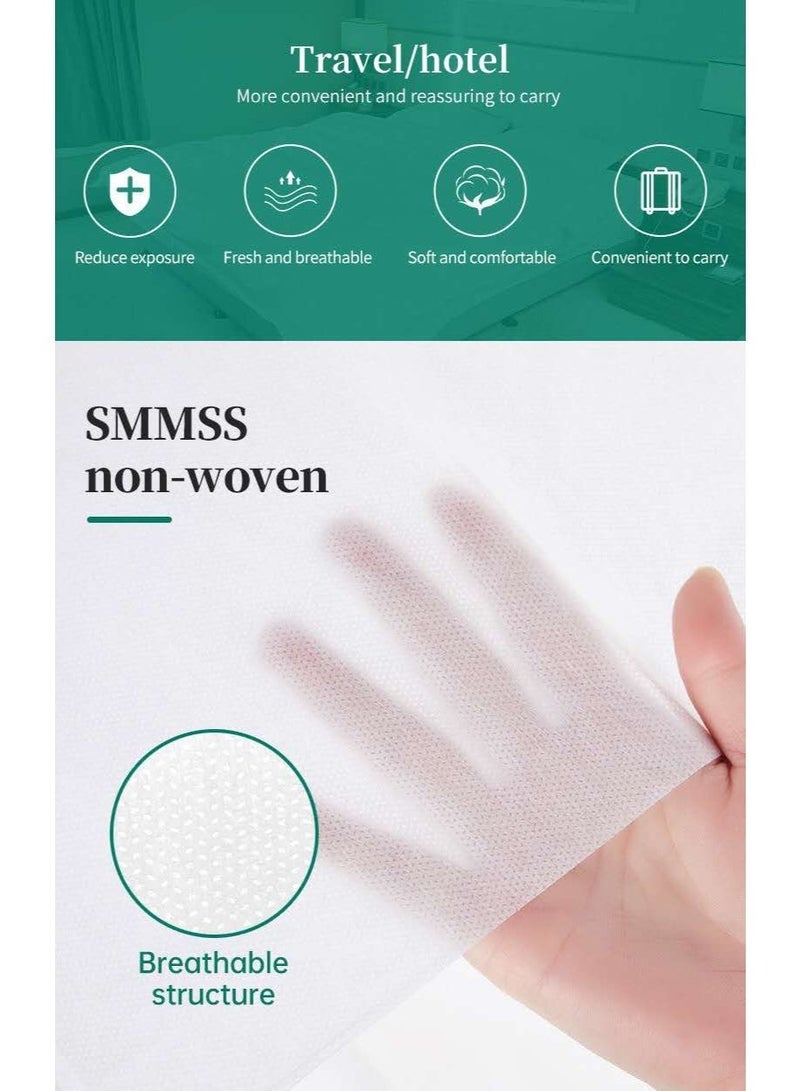 مجموعة ملاءات آمنة للسفر للاستعمال مرة واحدة مكونة من 4 قطع قابلة للتنفس وخفيفة الوزن للاستعمال مرة واحدة، مجموعة مفروشات السفر المثالية تأتي مع غطاء لحاف واحد، وملاءة مسطحة واحدة وكيسي وسادة، مثالية للفنادق والسفر (مقاس كينج) - Image 4