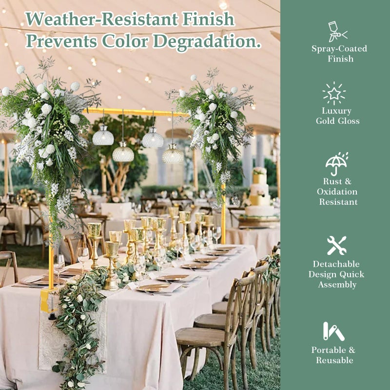 WellSign Over The Table Rod Stand with Clamps 31"-110" Length 31"-64" Height Adjustable Metal Table Hanging Decor Rod with Storage Bag for Gender Reveal Ceremony Party, Gold Table Balloon Arch Stand - Image 3