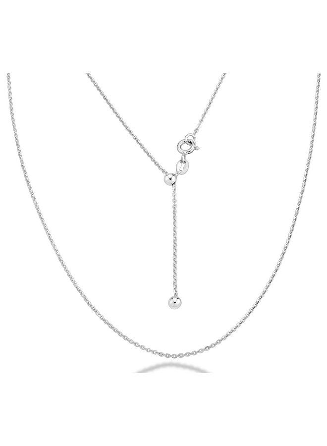 Miabella 925 Sterling Silver Italian 1.3mm Adjustable Solid Diamond Cut Thin Bolo Cable Chain Necklace for Women, Slider Chain 14-24 Inch Made in Italy (Sterling-Silver) - Image 1