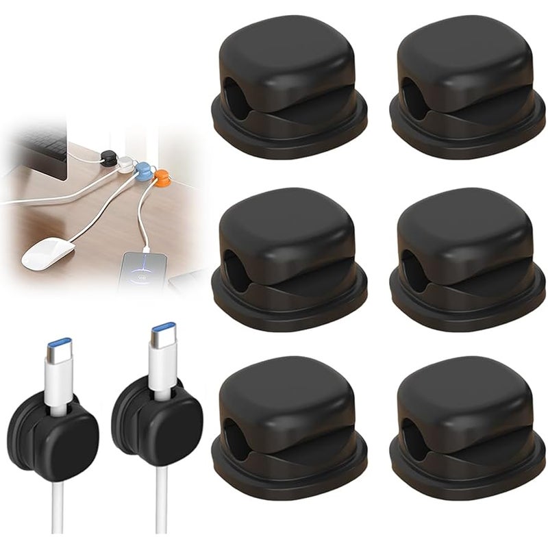Fauppt Cable Clips Magnetic Cord Organizer Holder,Upgrade Cord Holder for Nightstand, Adhesive Wire Cable Clips for Phone Charger Home Desk Car Office (Black, 6PCS) - Image 1