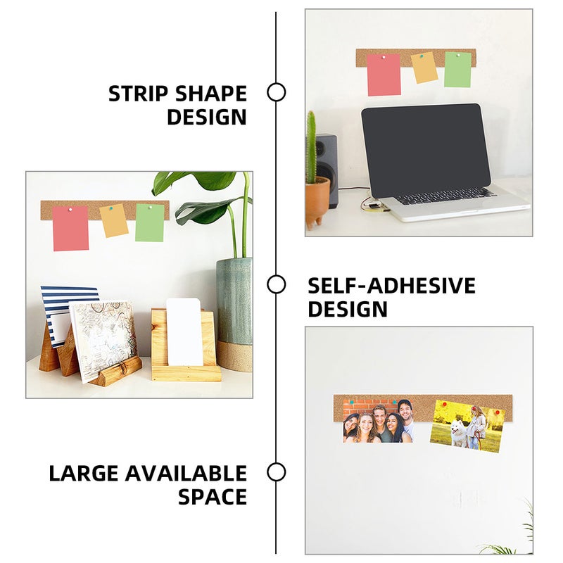 12 pcs Cork Board Cork Announcement Board Strips Cork Batten Strips Frameless Memo Board Strips - Image 5