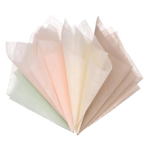 M METERXITY 152 Sheet Korean Cotton Wrapping Flower Paper - Floral Wrapping Paper Waterproof Bouquet Wrapping Paper Apply to Gift Packaging(11.8x11.8inches, Beige+Nude+Pink+Green) - Image 1