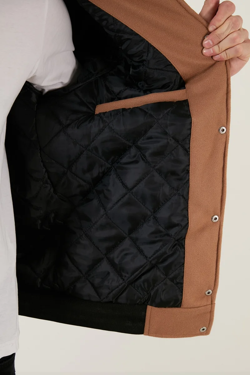 Buratti Embroidered Sleeves Leather Detailed College Collar Bomber Coat Men's Coat 5715985