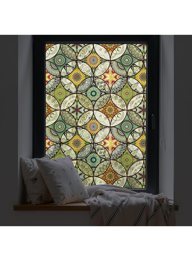 The Bros فيلم نافذة فينيل غير لاصق فيلم خصوصية زجاج ملون لفيلم نافذة حمام باب دش تحكم في الحرارة مضاد للأشعة فوق البنفسجية 44.5x200 سم - Image 1