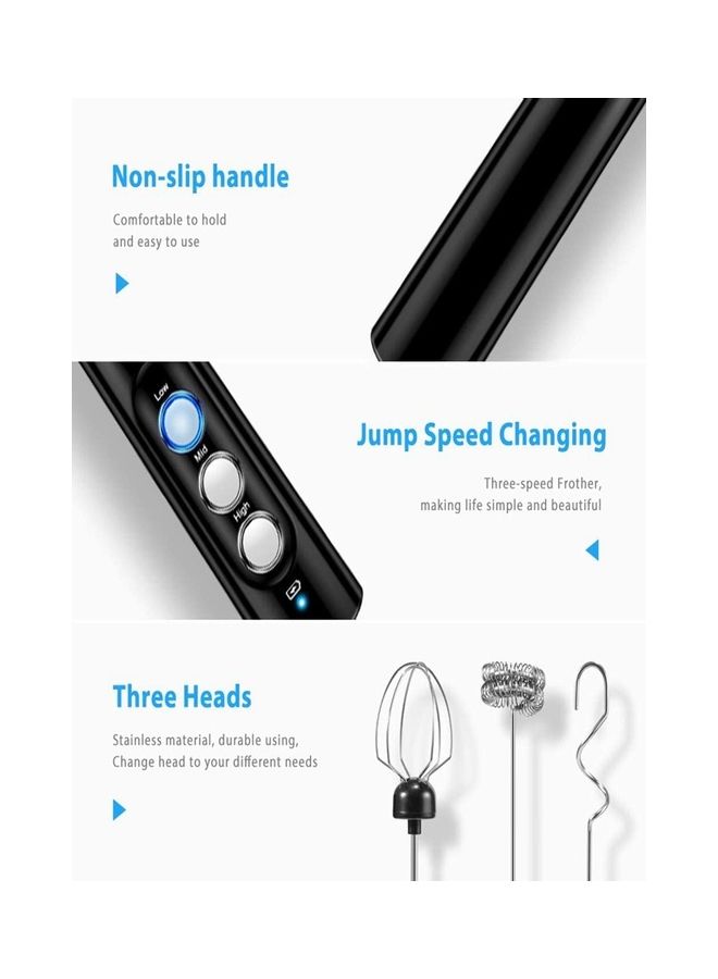 إسكدنيا ماكينة صنع رغوة الحليب محمولة باليد مزودة بثلاث سرعات مع مخفقة متينة مصنوعة من الستانلس ستيل لخفق المشروبات أسود 29.8 x 5.3سم - Image 4