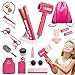 MROUEN 23 Pcs Hair Salon Girls Toys Kids Pretend Play Toys Toddler Dress Up Beauty Salon Set Stylist Kit with Hairdryer Flat Apron Scissors Curling Accessories Girl Gifts with Storage Bag - Image 2