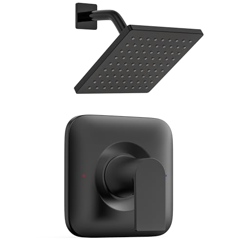KANDENT Replacement for Moen Genta LX Matte Black High-Pressure Balancing Modern Shower Trim, Compatible with Posi-Temp Valve, including 6.5 inch Showerhead, Shower Arm, Shower Lever Handle, T2472EPBL - Image 1