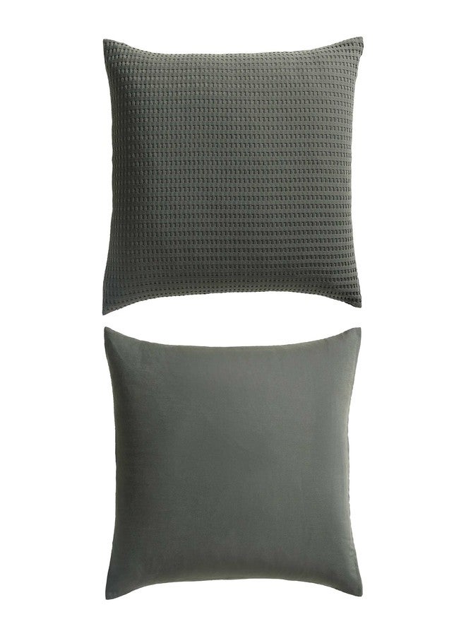 Kenneth Cole - Duvet Cover Queen Size, Reversible & Ultra-Soft Waffle Textured Bedding - 3 Piece Bed Sets with Matching Pillowcases (Solid Green) - Image 3