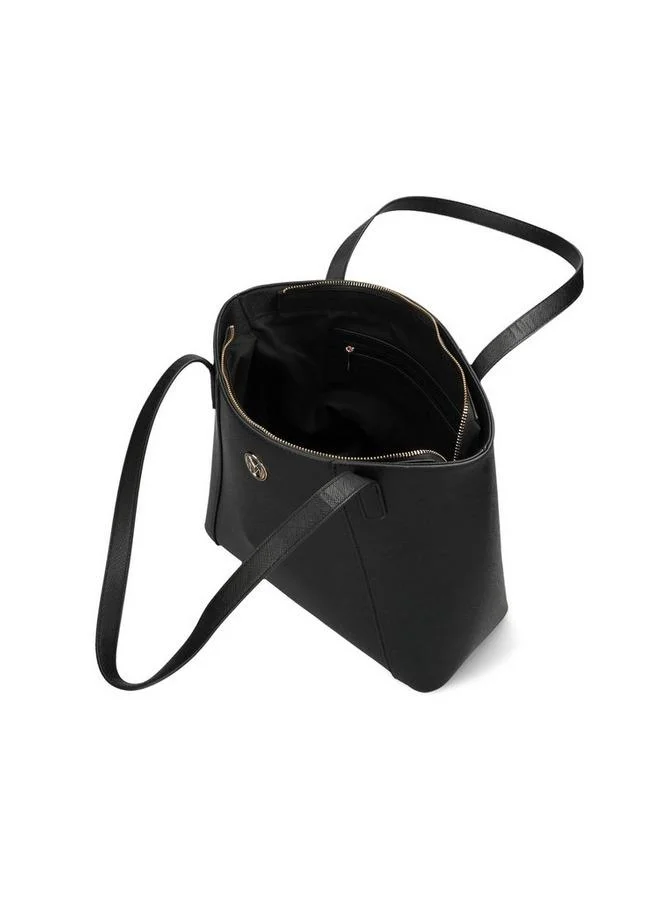 MEXX BLACK Textured Tote Bag with Double Handles for Women | Best Price UAE