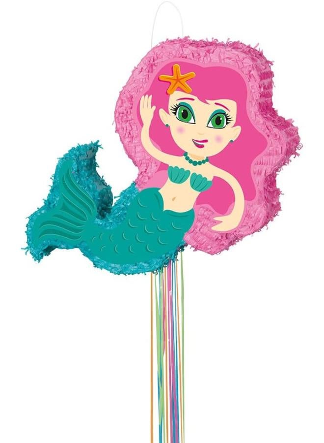 Unique بيناتا حورية البحر، خيط سحب، وردي وزمردي - Image 2