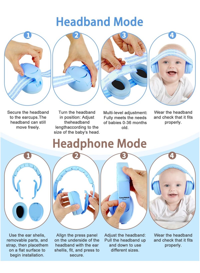 Flushrenic Infant ear protection earmuffs, infant ear muffs for noise protection, infant ear protection devices, infant noise-cancelling headphones, noise-cancelling earmuffs for infants under 36 months, suitable for sleep, travel, live concerts and events. - Image 5