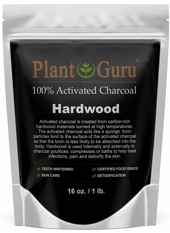 Plant Guru Activated Charcoal Powder 1 lb. HARDWOOD - Food Grade Kosher Non-GMO - Teeth Whitening, Facial Mask and Soap Making. Promotes Natural Detoxification and Helps Digestion  - Image 1