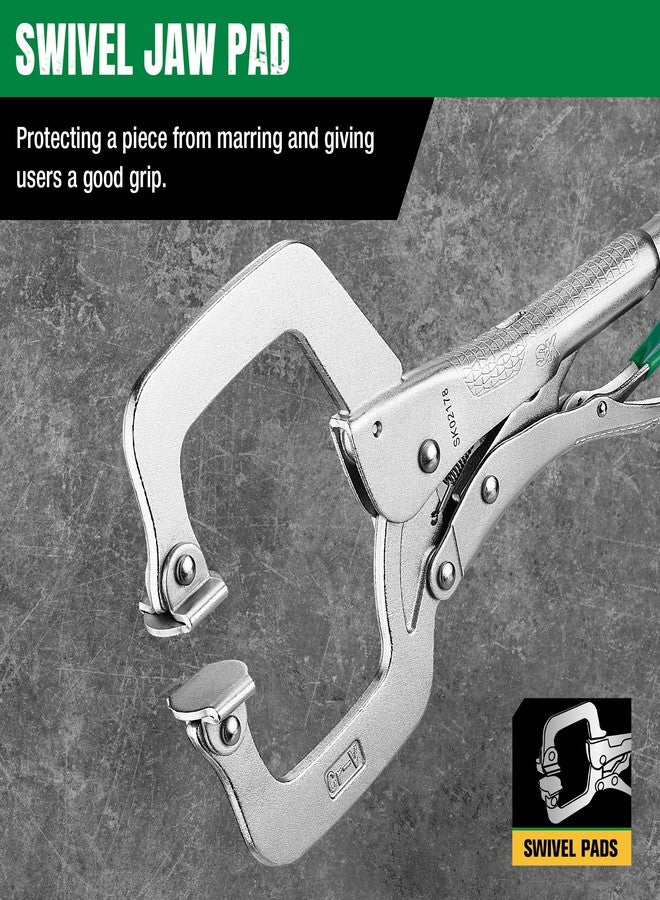 اس كي كي طقم كماشة قفل بمشبك C من SK، قطعتين، مع وسادات دوارة، كماشة بطول 6 بوصات و11 بوصة، تصميم CR-V فاخر، مقبض مريح مضاد للانزلاق - Image 4