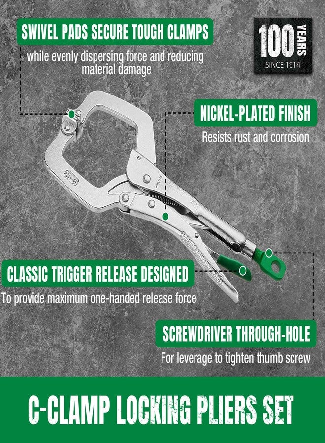 اس كي كي طقم كماشة قفل بمشبك C من SK، قطعتين، مع وسادات دوارة، كماشة بطول 6 بوصات و11 بوصة، تصميم CR-V فاخر، مقبض مريح مضاد للانزلاق - Image 3