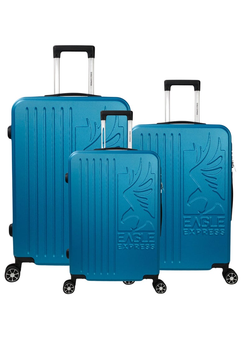 Eagle Express SUPERIOR ABS HARD TROLLEY 20,24,28 inch 3 Piece Set BLUE  - Image 1