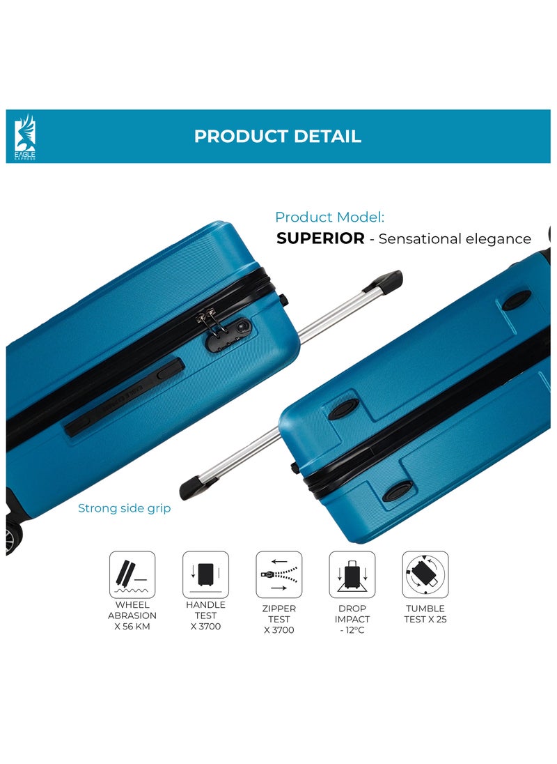 Eagle Express SUPERIOR ABS HARD TROLLEY 20,24,28 inch 3 Piece Set BLUE  - Image 4
