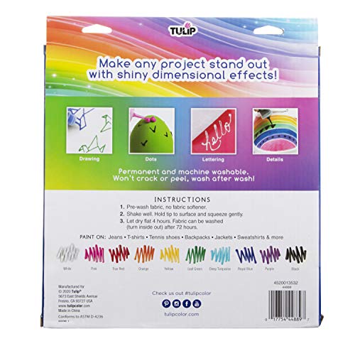 Tulip Puff Paint Kits Rainbow Color Collection, 1.25 Fl Oz (Pack of 10) - Image 3