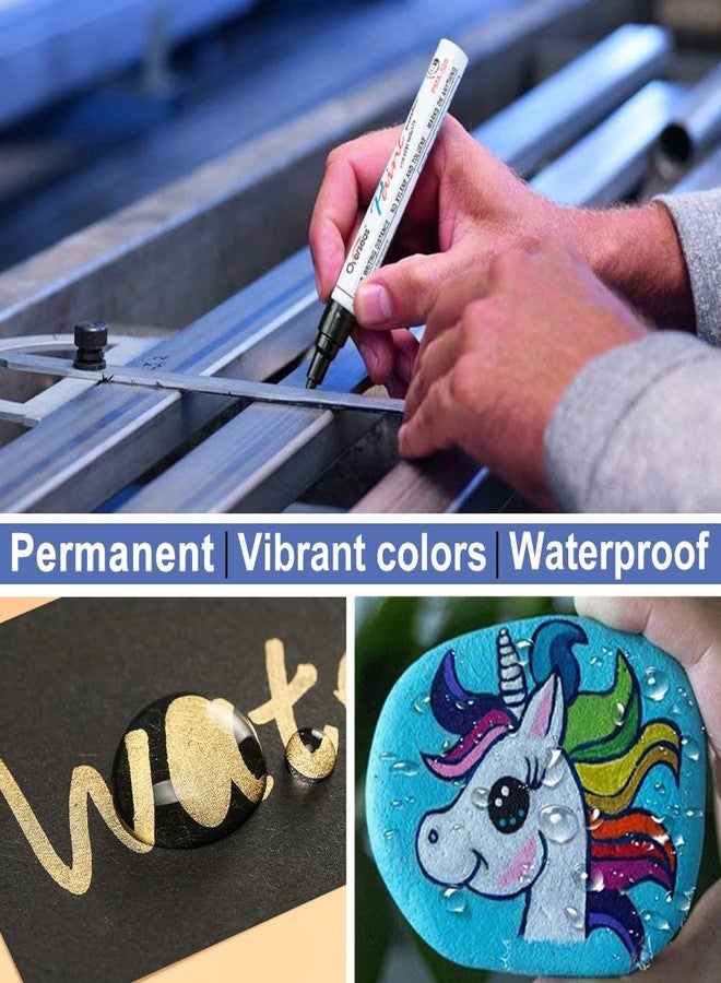 Overseas Permanent Paint Pens Blue Markers - 2 Pack Single color Oil Based Paint Markers, Medium Tip, Quick Drying and Waterproof Marker Pen for Metal, Rock Painting, Wood, Plastic, Canvas, Mugs - Image 3